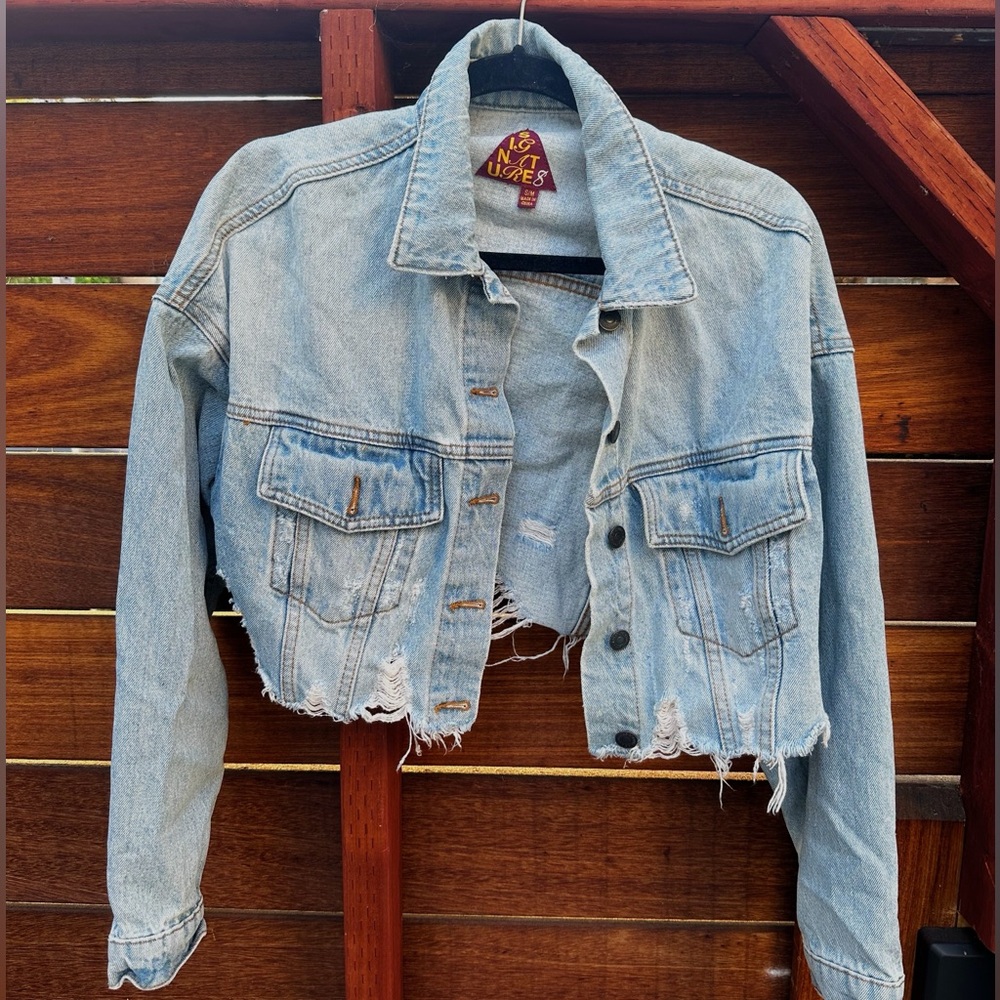 Distressed Cropped Denim Jacket